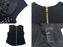 画像をギャラリービューアに読み込む, BALMAIN x H&amp;M バルマン ロープエンベリッシュメントトップ 編み込みブラウス 101255 ブラウス サイズ 36 6 ブラック ゴールド 美品 中古 4b002051 
