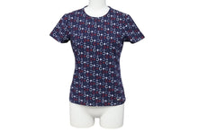 Load image into Gallery viewer, 極美品 CELINE セリーヌ 半袖Tシャツ チビT マカダム柄 コットン スパンデックス ネイビー ホワイト レッド サイズS 中古 4b002059