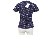 Load image into Gallery viewer, 極美品 CELINE セリーヌ 半袖Tシャツ チビT マカダム柄 コットン スパンデックス ネイビー ホワイト レッド サイズS 中古 4b002059