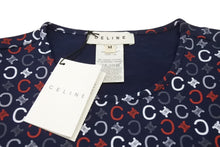 Load image into Gallery viewer, 極美品 CELINE セリーヌ 半袖Tシャツ チビT マカダム柄 コットン スパンデックス ネイビー ホワイト レッド サイズS 中古 4b002059