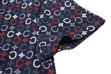 Load image into Gallery viewer, 極美品 CELINE セリーヌ 半袖Tシャツ チビT マカダム柄 コットン スパンデックス ネイビー ホワイト レッド サイズS 中古 4b002059