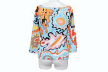 画像をギャラリービューアに読み込む, Emilio Pucci エミリオ プッチ マルチカラー 七分丈 Tシャツ 長袖 ワイドネック サイズ 36 中古 4b002060 