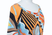画像をギャラリービューアに読み込む, Emilio Pucci エミリオ プッチ マルチカラー 七分丈 Tシャツ 長袖 ワイドネック サイズ 36 中古 4b002060 