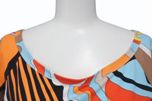 画像をギャラリービューアに読み込む, Emilio Pucci エミリオ プッチ マルチカラー 七分丈 Tシャツ 長袖 ワイドネック サイズ 36 中古 4b002060 