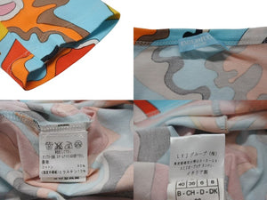 Emilio Pucci エミリオ プッチ マルチカラー 七分丈 Tシャツ 長袖 ワイドネック サイズ 36 中古 4b002060 