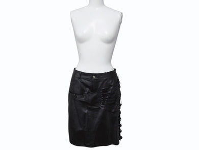 Christian Dior クリスチャン ディオール John Galliano Lamb skin Leather Skirt 2H14033350 ガリアーノ期 ラムスキン レザースカート サイズ US 4 ブラック 黒 美品 中古 4b002072