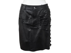 Christian Dior クリスチャン ディオール John Galliano Lamb skin Leather Skirt 2H14033350 ガリアーノ期 ラムスキン レザースカート サイズ US 4 ブラック 黒 美品 中古 4b002072