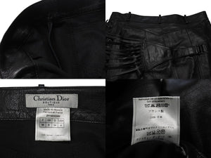Christian Dior クリスチャン ディオール John Galliano Lamb skin Leather Skirt 2H14033350 ガリアーノ期 ラムスキン レザースカート サイズ US 4 ブラック 黒 美品 中古 4b002072