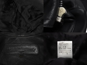 美品 CHROME HEARTS クロムハーツ レディース ラウンドカラー レザージャケット ダガー ブルゾン ブラック 黒 サイズ XS 中古 4b002073 