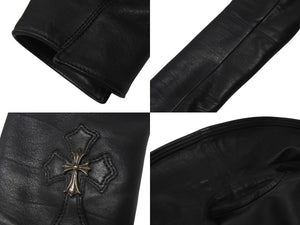 美品 CHROME HEARTS クロムハーツ レディース ラウンドカラー レザージャケット ダガー ブルゾン ブラック 黒 サイズ XS 中古 4b002073 