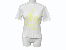 Load image into Gallery viewer, Lucien Pellat-Finet ルシアン ペラフィネ マリファナ 半袖Tシャツ サイズS プリント ホワイト イエロー 美品 中古 4b002077