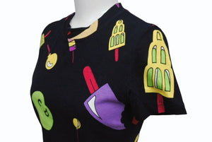 Christian Dior クリスチャンディオール 02SS ガリアーノ期 総柄 アイスクリーム Tシャツ レディース ブラック 黒 サイズ US 4 中古 4b002079