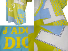 Load image into Gallery viewer, Christian Dior クリスチャンディオール ガリアーノ期 トロッター ナンバリングTシャツ Vネック 5E16155950 ライトブルー イエロー ライトグリーン 水色 サイズ US 8 中古 4b002080