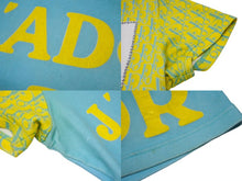 Load image into Gallery viewer, Christian Dior クリスチャンディオール ガリアーノ期 トロッター ナンバリングTシャツ Vネック 5E16155950 ライトブルー イエロー ライトグリーン 水色 サイズ US 8 中古 4b002080