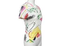 Load image into Gallery viewer, Christian Dior クリスチャンディオール ガリアーノ期 総柄 Tシャツ カットソー サドル 1E12055214 レディース ホワイト マルチカラー サイズ US 6 中古 4b002082