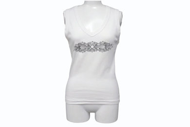 CHROME HEARTS クロムハーツ フローラルクロス タンクトップ ホワイト ONE SIZE コットン 美品 中古 4b002083 