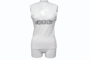 CHROME HEARTS クロムハーツ フローラルクロス タンクトップ ホワイト ONE SIZE コットン 美品 中古 4b002083 