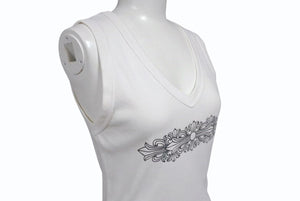 CHROME HEARTS クロムハーツ フローラルクロス タンクトップ ホワイト ONE SIZE コットン 美品 中古 4b002083 