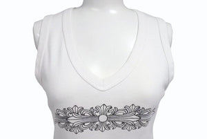 CHROME HEARTS クロムハーツ フローラルクロス タンクトップ ホワイト ONE SIZE コットン 美品 中古 4b002083 