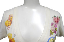 Load image into Gallery viewer, Christian Dior クリスチャンディオール ロマンティック 半袖Ｔシャツ Vネック 天使 花 犬 プリント ホワイト ジョンガリアーノ 良品 中古 4b002085