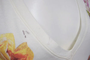 Christian Dior クリスチャンディオール ロマンティック 半袖Ｔシャツ Vネック 天使 花 犬 プリント ホワイト ジョンガリアーノ 良品 中古 4b002085