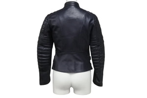 CELINE セリーヌ シープスキン レザージャケット フィービー期 ライダースジャケット 2 5H99/4533 ネイビー サイズ 36 中古 4b002086