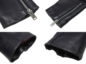 CELINE セリーヌ シープスキン レザージャケット フィービー期 ライダースジャケット 2 5H99/4533 ネイビー サイズ 36 中古 4b002086