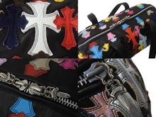 Load image into Gallery viewer, 新品同様 CHROME HEARTS クロムハーツ セメタリー クロスパッチ ボストンバッグ ミニボストン シルバー925 ブラック マルチカラー 中古 4b002088