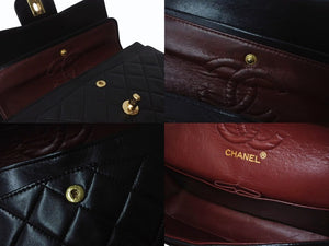 極美品 CHANEL シャネル マトラッセ23 Wフラップ Wチェーンショルダーバッグ 1番台 ラムスキン ココマーク ブラック ゴールド金具 中古 4b002103