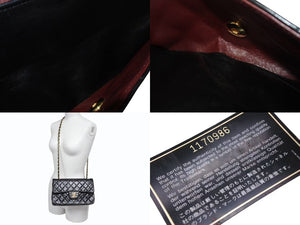 極美品 CHANEL シャネル マトラッセ23 Wフラップ Wチェーンショルダーバッグ 1番台 ラムスキン ココマーク ブラック ゴールド金具 中古 4b002103