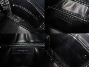 BALENCIAGA バレンシアガ クラシック シティ ハンドバッグ 2WAY 528147 メッシュ レザー ブラック シルバー金具 良品 中古 4b002112
