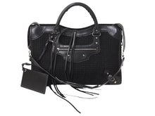 Load image into Gallery viewer, BALENCIAGA バレンシアガ クラシック シティ ハンドバッグ 2WAY 528147 メッシュ レザー ブラック シルバー金具 良品 中古 4b002112
