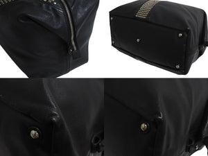 極美品 YVES SAINT LAURENT イヴサンローラン ハンドバッグ 29233324 レザー ブラック スタッズ シルバー金具 中古 4b002114