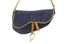 Load image into Gallery viewer, 極美品 Christian Dior クリスチャンディオール サドルバッグ ワンショルダーバッグ RU 0010 デニム ネイビー ゴールド金具 中古 4b002117