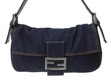 Load image into Gallery viewer, FENDI フェンディ マンマバケット ワンショルダーバッグ 26425 デニム レザー ネイビー シルバー金具 美品 中古 4b002120ff