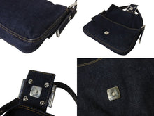 Load image into Gallery viewer, FENDI フェンディ マンマバケット ワンショルダーバッグ 26425 デニム レザー ネイビー シルバー金具 美品 中古 4b002120ff