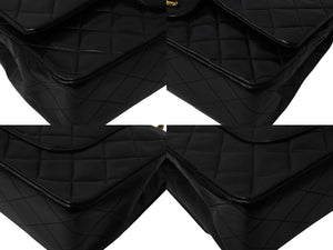 極美品 CHANEL シャネル マトラッセ25 Wフラップ Wチェーンショルダーバッグ 3番台 ラムスキン ココマーク ブラック ゴールド金具 中古 4b002136