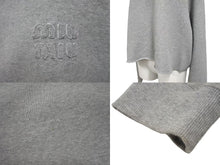 Load image into Gallery viewer, MIU MIU ミュウミュウ 22AW Logo-Embroidered Sailor-Coller Sweatshirt ロゴ刺繍 セーラーカラー スウェット グレー サイズS 美品 中古 4b002151