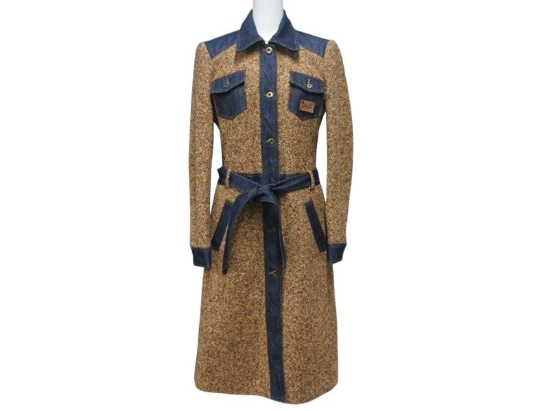 【DOLCE&GABBANA】ウールロングコート　ダークブラウン＆イエロー Women's jackets, coats and down jackets | Dolce&Gabbana®