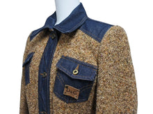 Load image into Gallery viewer, DOLCE &amp; GABBANA D&amp;G ドルチェアンドガッバーナ ツイード デニム 切り替え ロングコート ブラウン サイズXS 美品 中古 4b002153