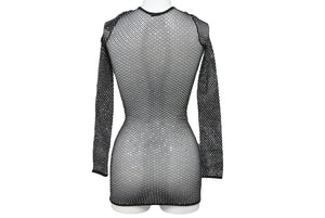 極美品 BALENCIAGA バレンシアガ 23FW クリスタル メッシュ ミニドレス 748657 3D2B4 ブラック サイズS 中古 4b002156