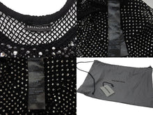 Load image into Gallery viewer, 極美品 BALENCIAGA バレンシアガ 23FW クリスタル メッシュ ミニドレス 748657 3D2B4 ブラック サイズS 中古 4b002156