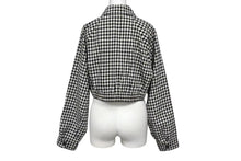 Load image into Gallery viewer, 極美品 MIU MIU ミュウミュウ 22AW ギンガムチェック ショートブルゾン ML919 S231 1209 ブラック ホワイト サイズ36 中古 4b002157