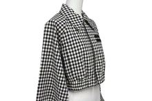 Load image into Gallery viewer, 極美品 MIU MIU ミュウミュウ 22AW ギンガムチェック ショートブルゾン ML919 S231 1209 ブラック ホワイト サイズ36 中古 4b002157