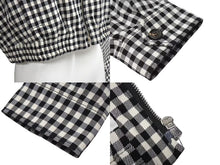 Load image into Gallery viewer, 極美品 MIU MIU ミュウミュウ 22AW ギンガムチェック ショートブルゾン ML919 S231 1209 ブラック ホワイト サイズ36 中古 4b002157