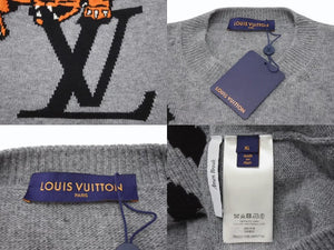新品未使用 LOUIS VUITTON ルイヴィトン タイガーインタルシア刺繍 RM221H56HMN77W グレー ウール サイズXL 中古 4b002173