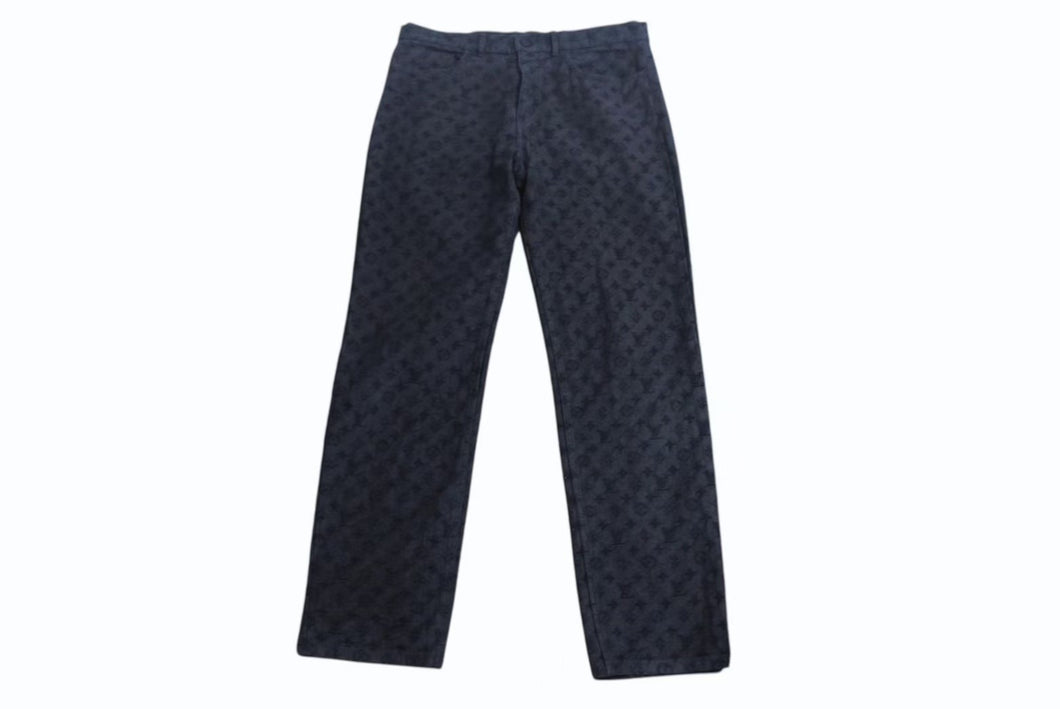 LOUIS VUITTON ルイヴィトン NBA モノグラム デニムパンツ HKD05WZNY コットン サイズ34 総柄 ブラック 美品 中古 4b002175