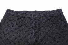 画像をギャラリービューアに読み込む, LOUIS VUITTON ルイヴィトン NBA モノグラム デニムパンツ HKD05WZNY コットン サイズ34 総柄 ブラック 美品 中古 4b002175
