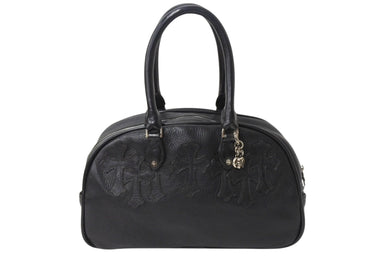 CHROME HEARTS クロムハーツ 新型 スモール ジムバッグ セメタリークロスパッチ ボストンバッグ CHチャーム ブラック 美品 中古 4b002198