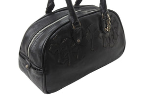 CHROME HEARTS クロムハーツ 新型 スモール ジムバッグ セメタリークロスパッチ ボストンバッグ CHチャーム ブラック 美品 中古 4b002198